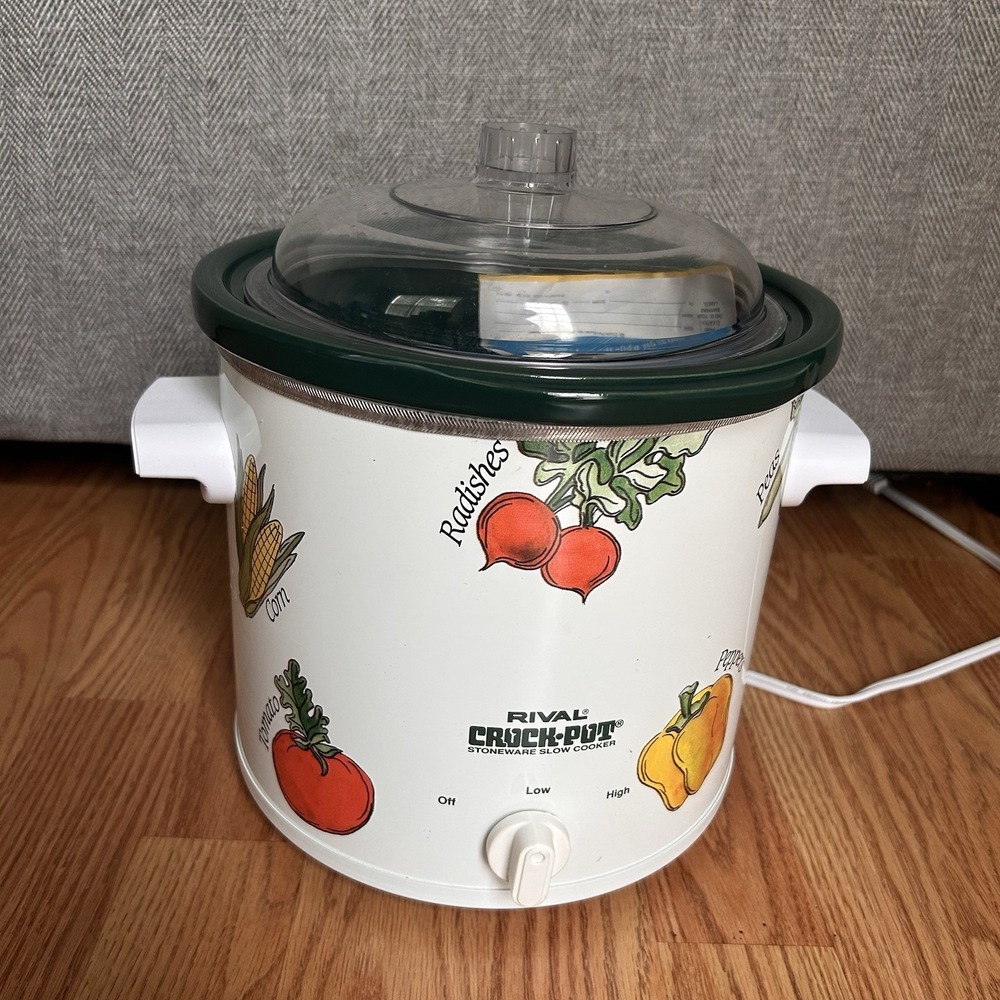 Vintage Rival Crock Pot Vegetable Pattern Model 3120 2.5 Qt Tested Works
